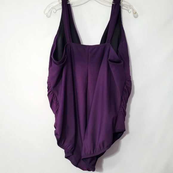 Lands' End Grecian One Piece Swimsuit With Tummy Control Plus Size 26 Purple - Picture 4 of 7